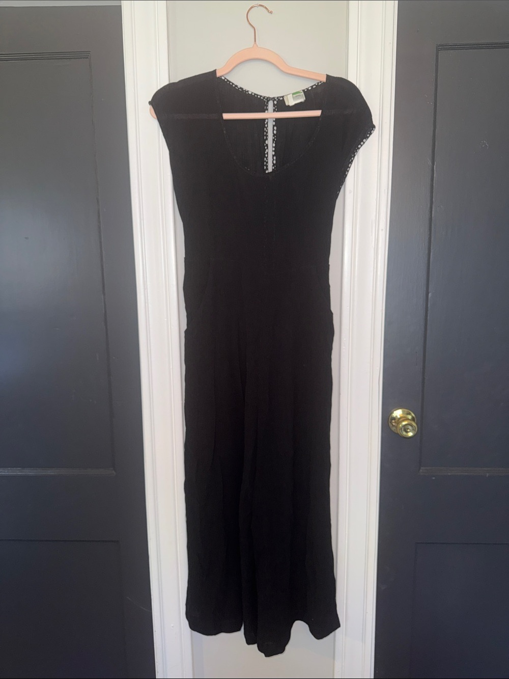 Anthropologie Black Cap-Sleeve Jumpsuit